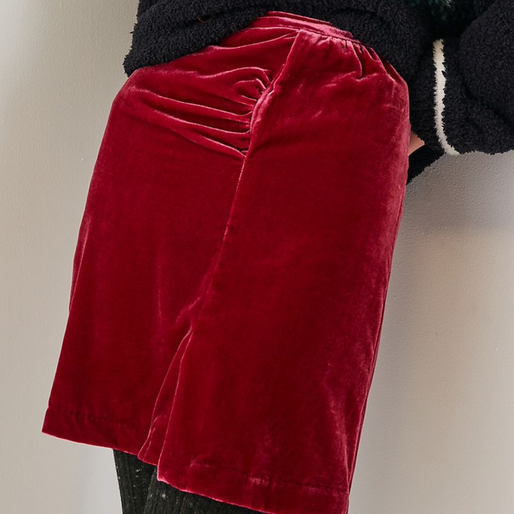 Anthropologie Montie Velvet Raspberry Mini Skirt